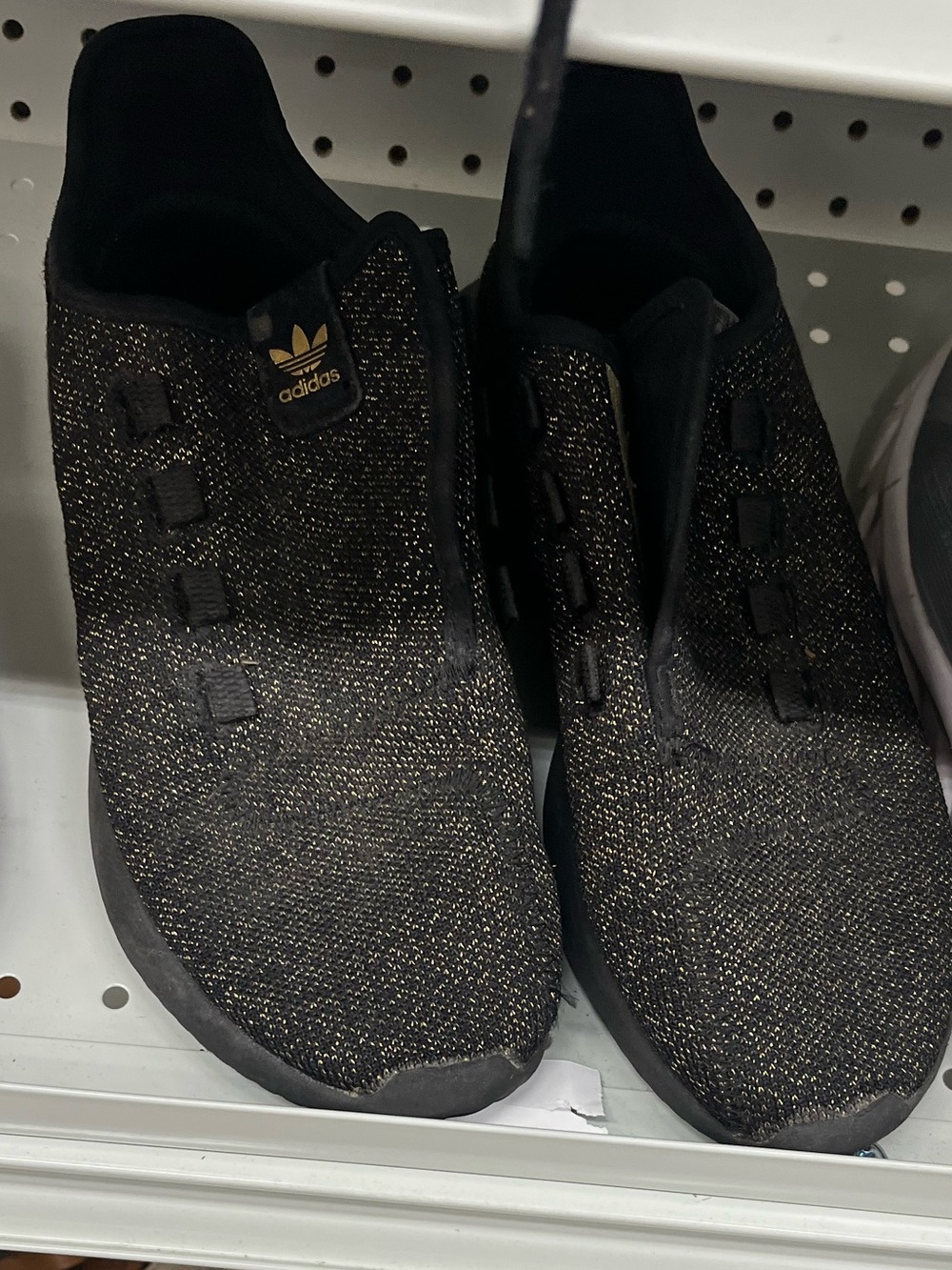 adidas Men’s Black with Gold Fleck Knit Slip-On Sneakers